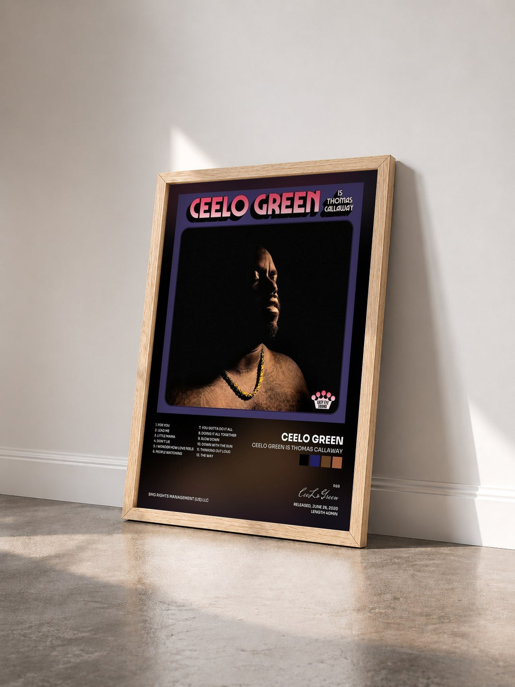 #bois Tableau de l'album CeeLo Green is Thomas Callaway de CeeLo Green vu de trois quarts, cadre en bois brut