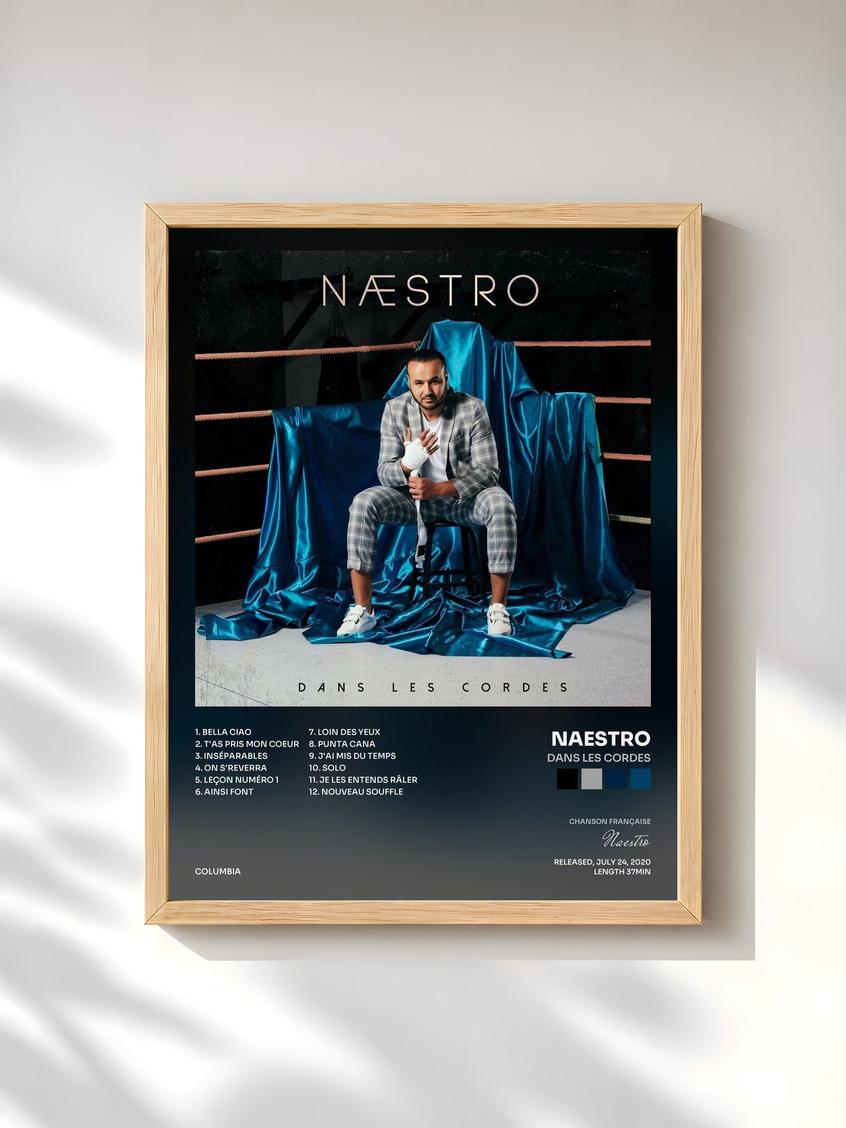 #bois Tableau de l'album Dans les cordes de Naestro, cadre en bois brut, imprimé et encadré en France
