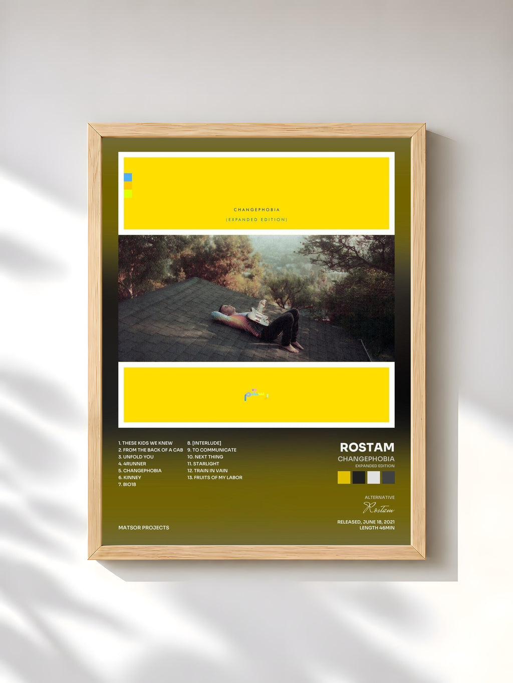 #bois Tableau de l'album Changephobia (Expanded Edition) de Rostam, cadre en bois brut, imprimé et encadré en France