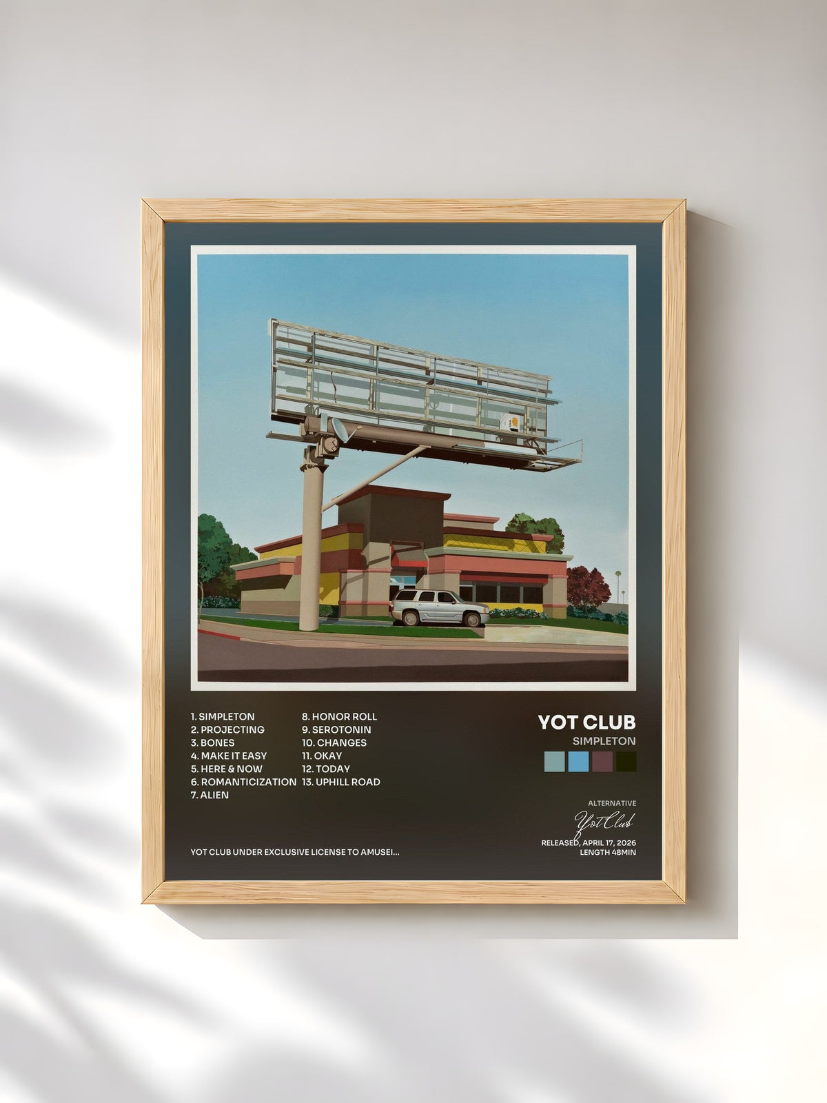 #bois Tableau de l'album Simpleton de Yot Club, cadre en bois brut, imprimé et encadré en France