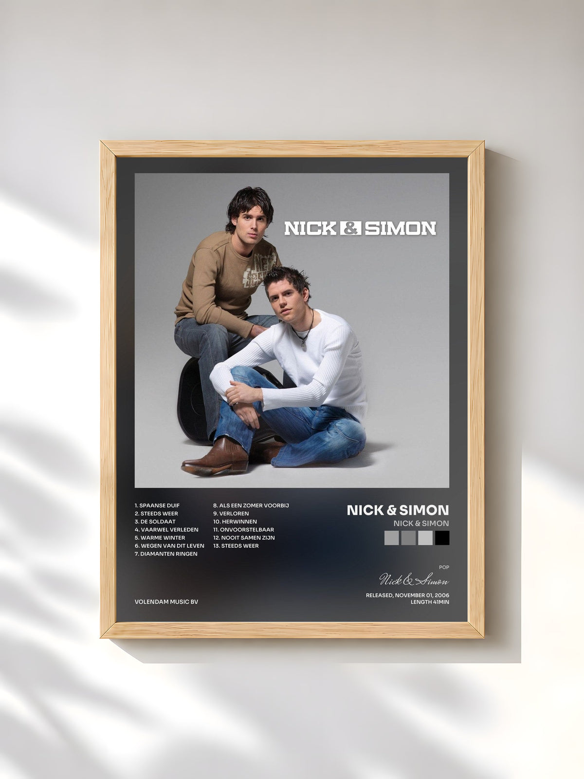 #bois Tableau de l'album Nick & Simon de Nick & Simon, cadre en bois brut, imprimé et encadré en France