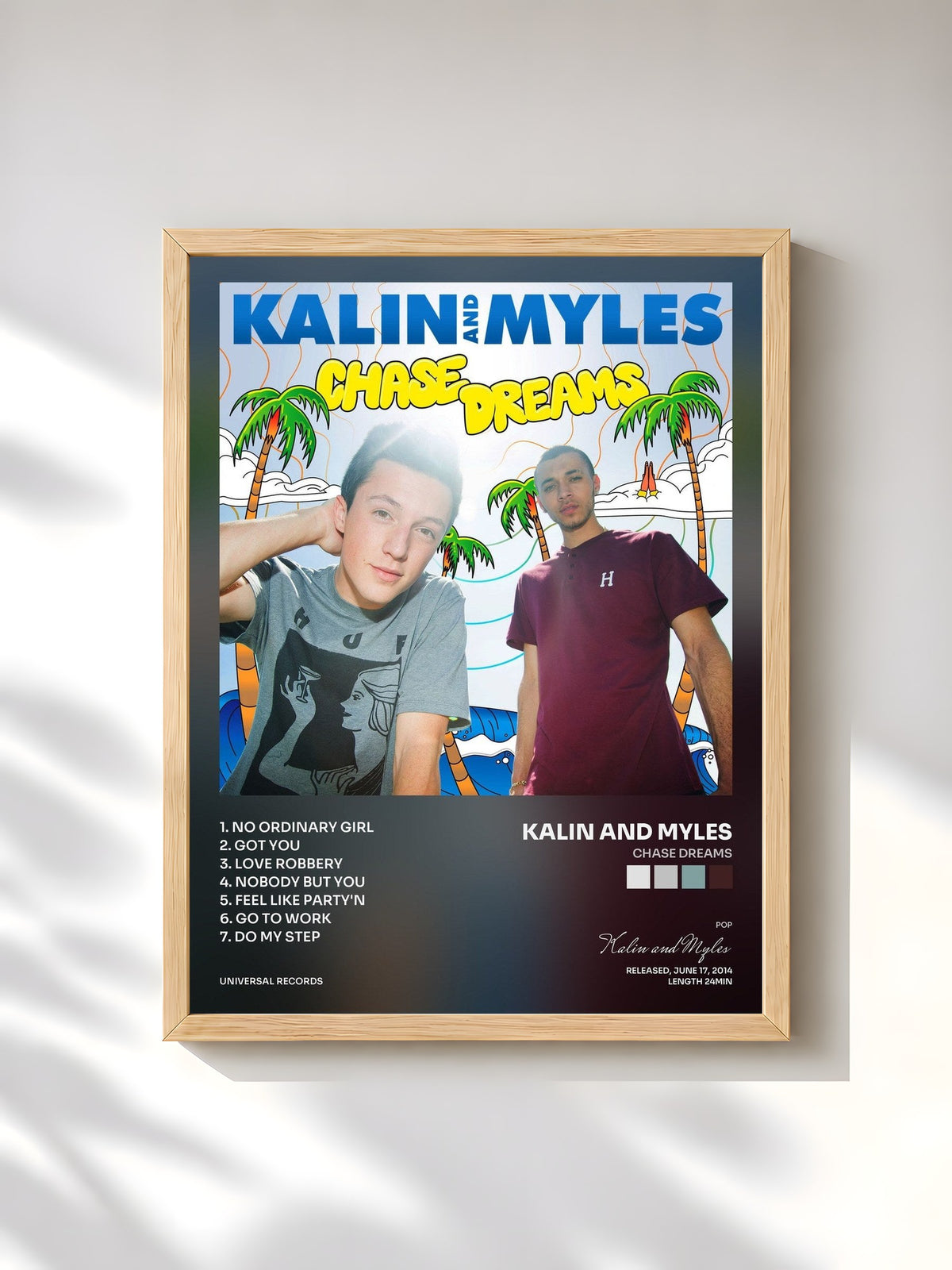 #bois Tableau de l'album Chase Dreams de Kalin and Myles, cadre en bois brut, imprimé et encadré en France