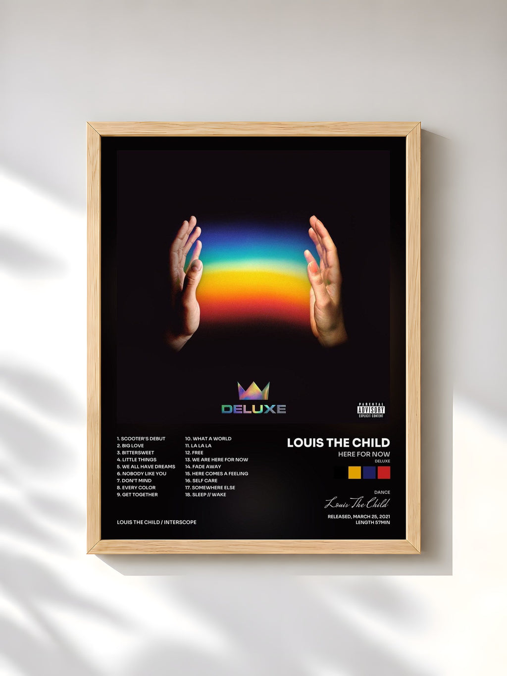 #bois Tableau de l'album Here For Now (Deluxe) de Louis The Child, cadre en bois brut, imprimé et encadré en France