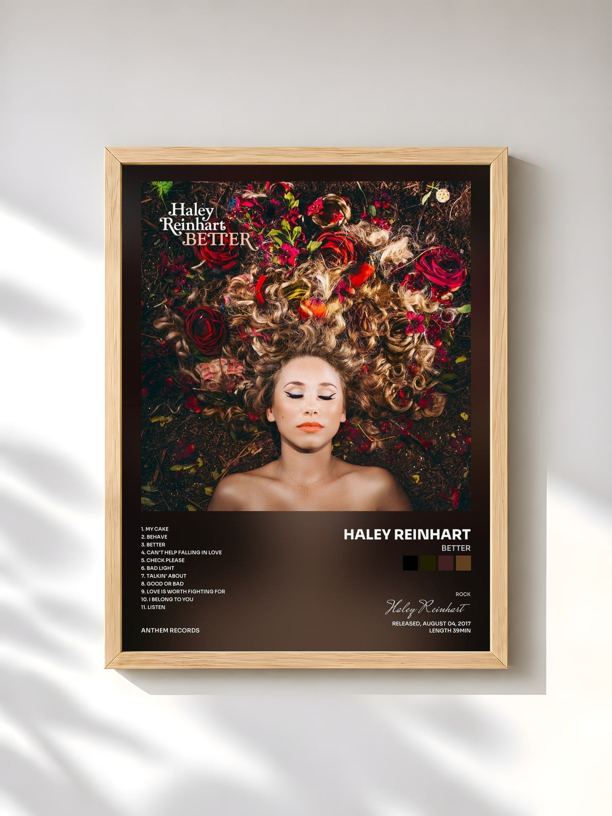 #bois Tableau de l'album Better de Haley Reinhart, cadre en bois brut, imprimé et encadré en France