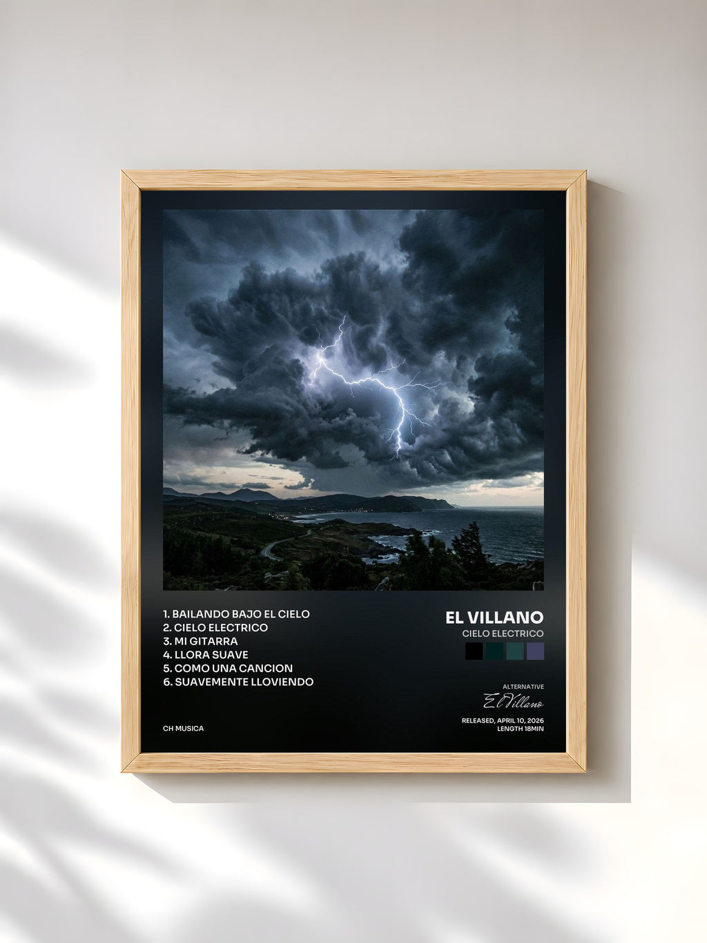 #bois Tableau de l'album Cielo Electrico de El Villano, cadre en bois brut, imprimé et encadré en France