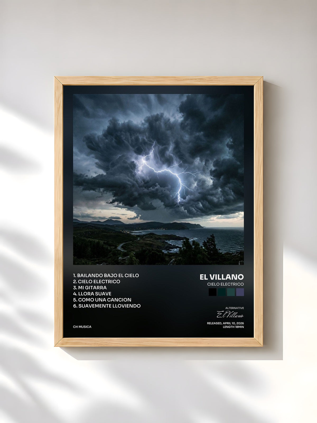 #bois Tableau de l'album Cielo Electrico de El Villano, cadre en bois brut, imprimé et encadré en France