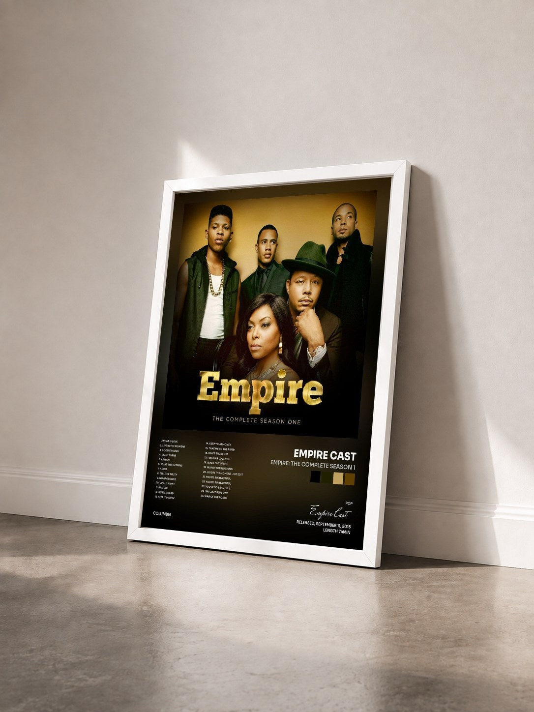 #blanc Tableau de l'album Empire: The Complete Season 1 de Empire Cast vu de trois quarts, cadre blanc