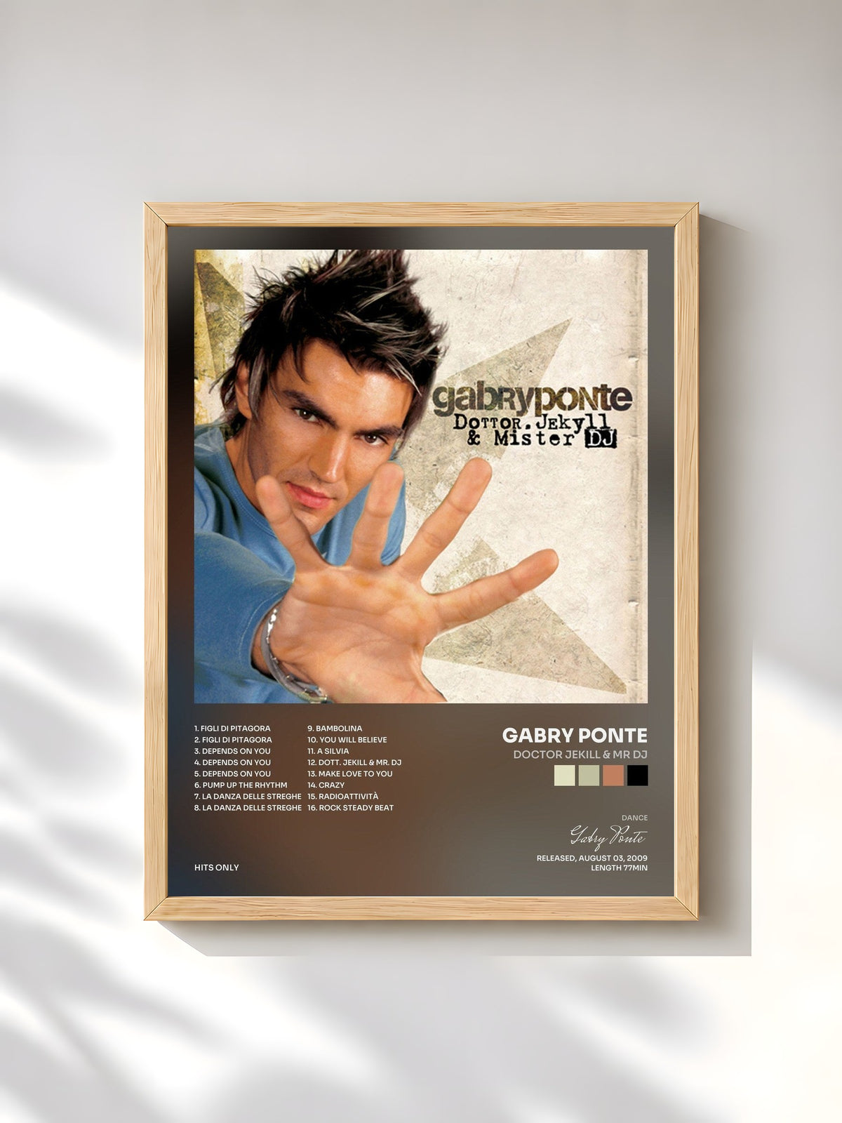 #bois Tableau de l'album Doctor Jekill & Mr DJ de Gabry Ponte, cadre en bois brut, imprimé et encadré en France