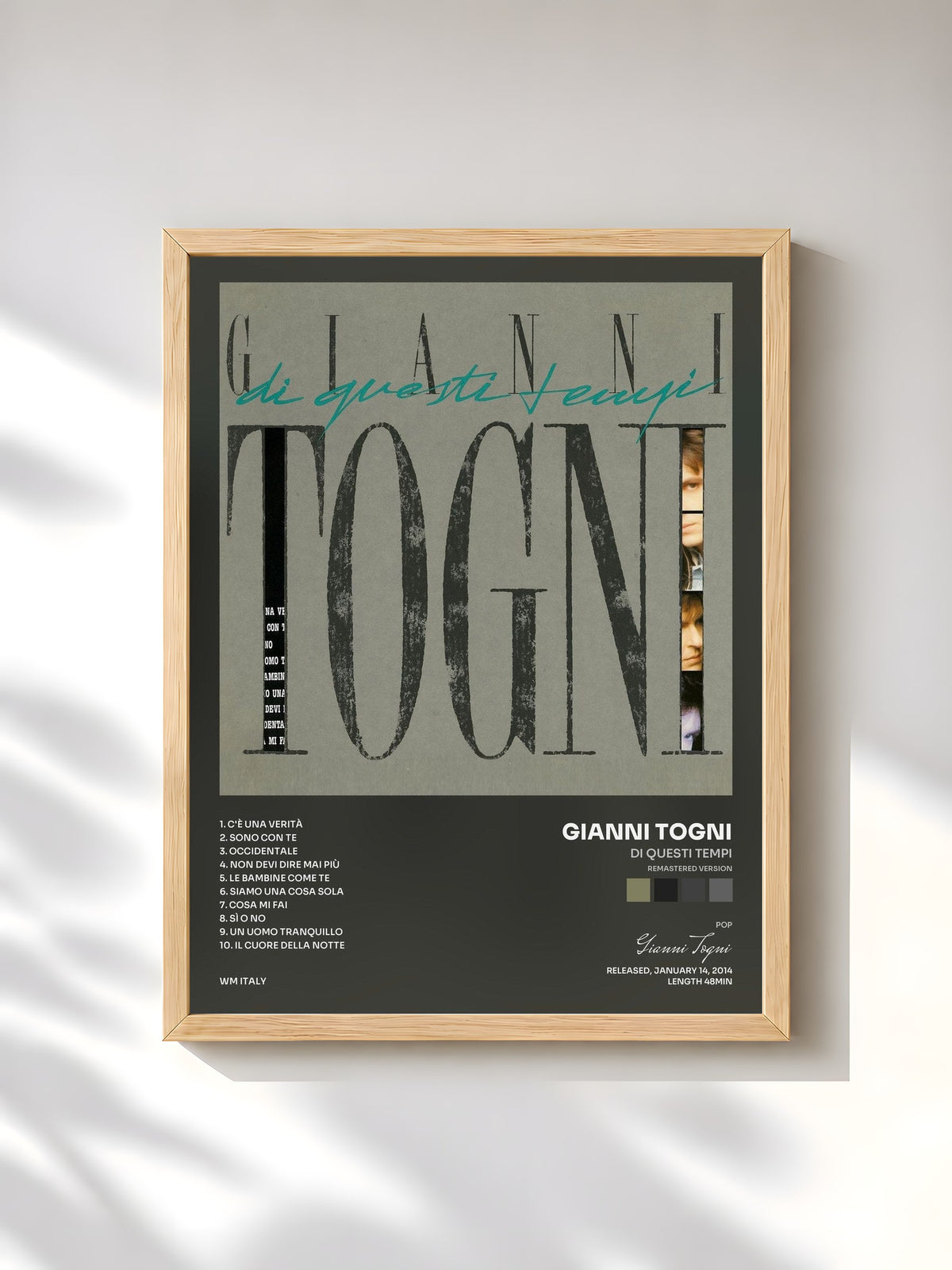 #bois Tableau de l'album Di questi tempi (Remastered Version) de Gianni Togni, cadre en bois brut, imprimé et encadré en France