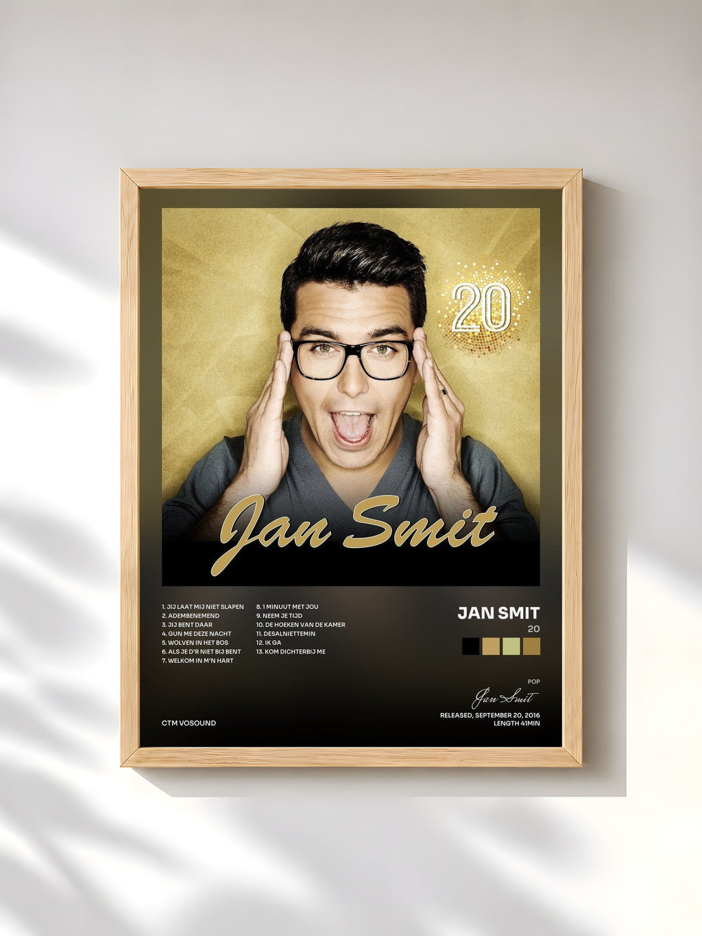 #bois Tableau de l'album 20 de Jan Smit, cadre en bois brut, imprimé et encadré en France