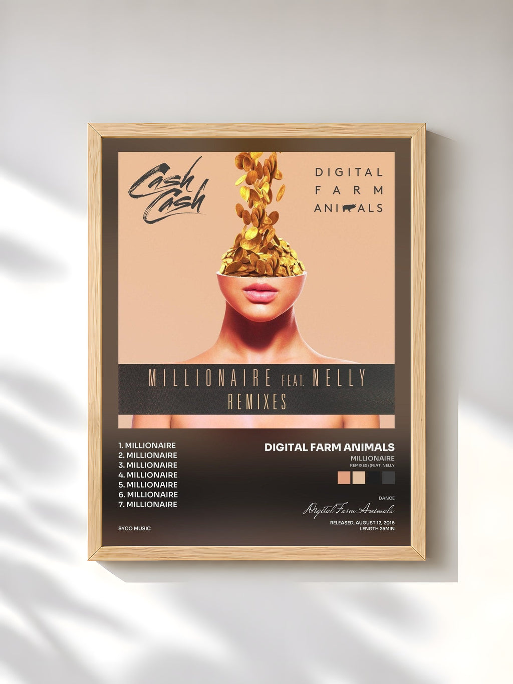#bois Tableau de l'album Millionaire (Remixes) (feat. Nelly) de Digital Farm Animals, cadre en bois brut, imprimé et encadré en France