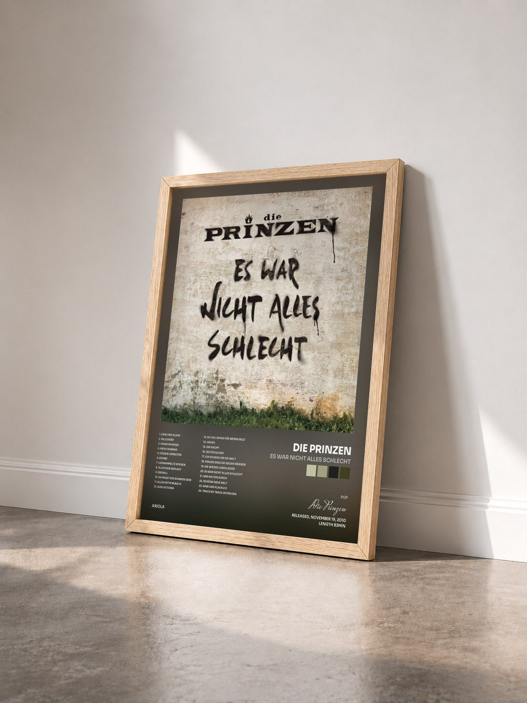 #bois Tableau de l'album Es war nicht alles schlecht de Die Prinzen vu de trois quarts, cadre en bois brut