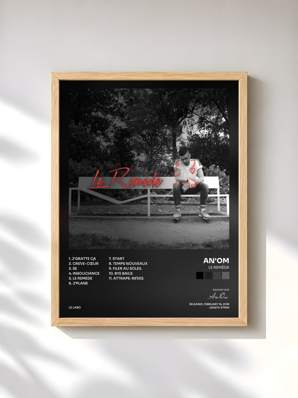 #bois Tableau de l'album Le remède de An'Om, cadre en bois brut, imprimé et encadré en France