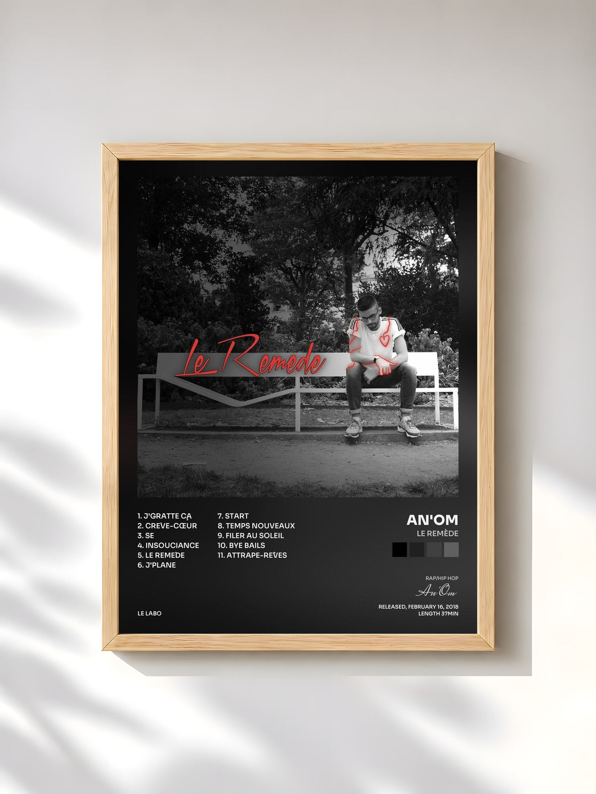 #bois Tableau de l'album Le remède de An'Om, cadre en bois brut, imprimé et encadré en France