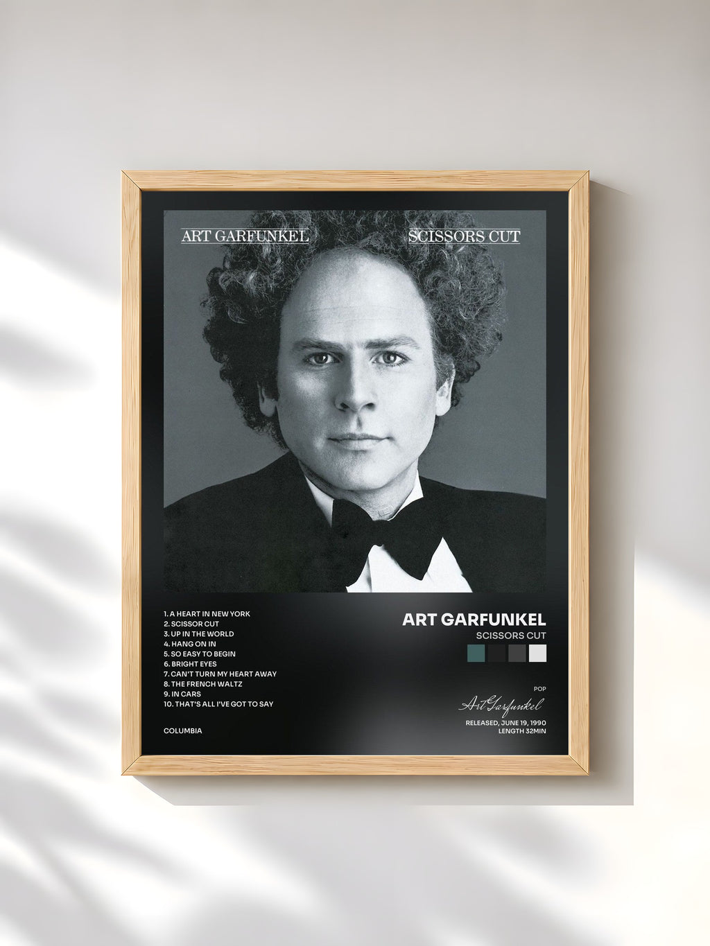 #bois Tableau de l'album Scissors Cut de Art Garfunkel, cadre en bois brut, imprimé et encadré en France
