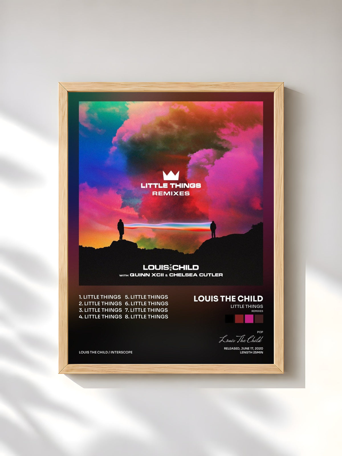 #bois Tableau de l'album Little Things (Remixes) de Louis The Child, cadre en bois brut, imprimé et encadré en France