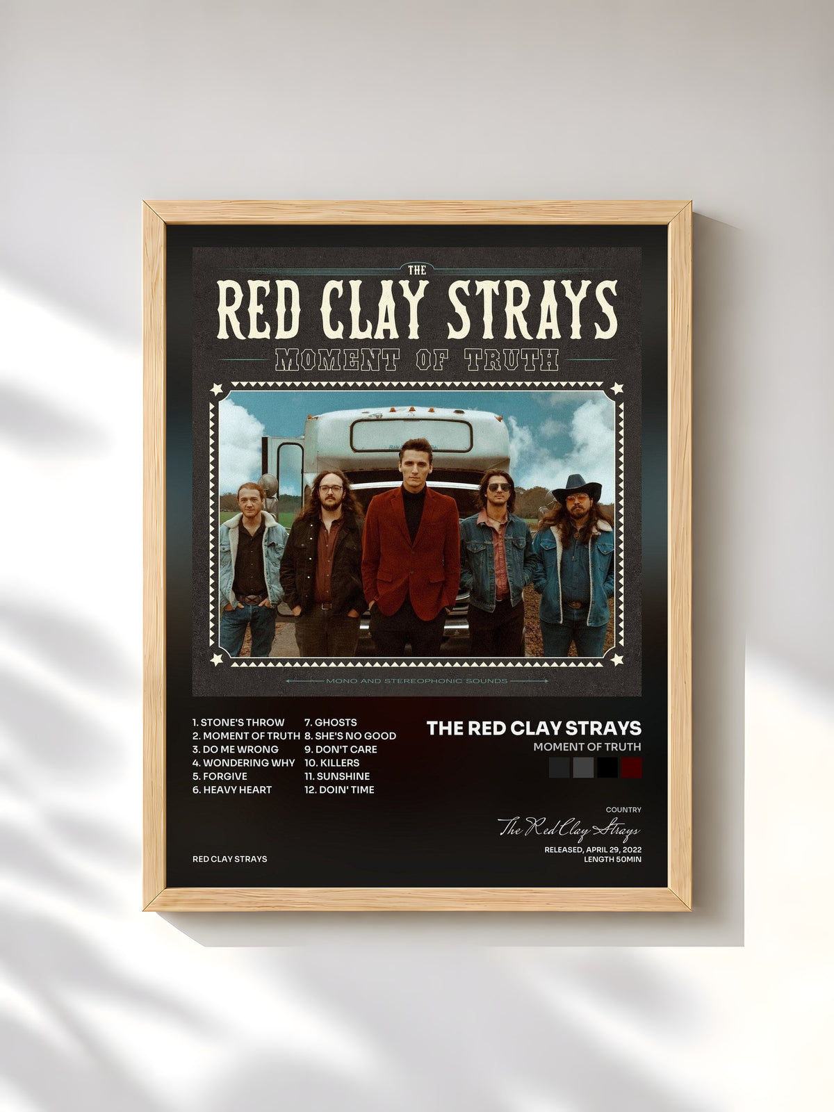 #bois Tableau de l'album Moment of Truth de The Red Clay Strays, cadre en bois brut, imprimé et encadré en France