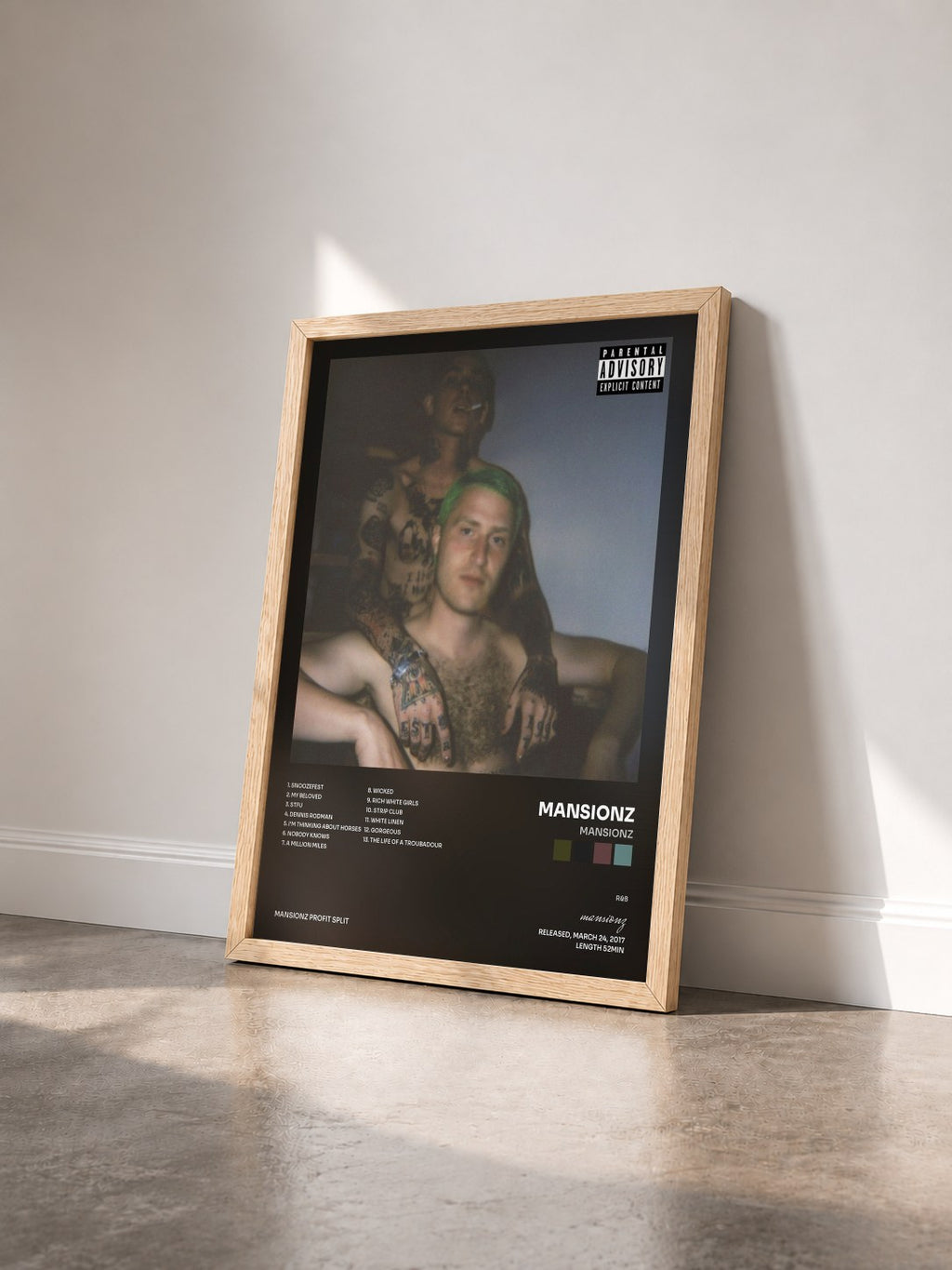 #bois Tableau de l'album Mansionz de mansionz vu de trois quarts, cadre en bois brut