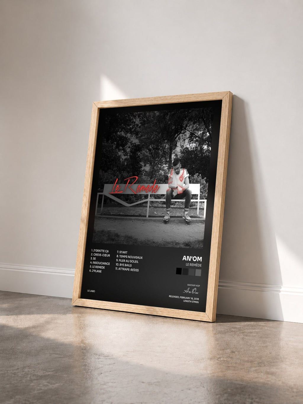 #bois Tableau de l'album Le remède de An'Om vu de trois quarts, cadre en bois brut