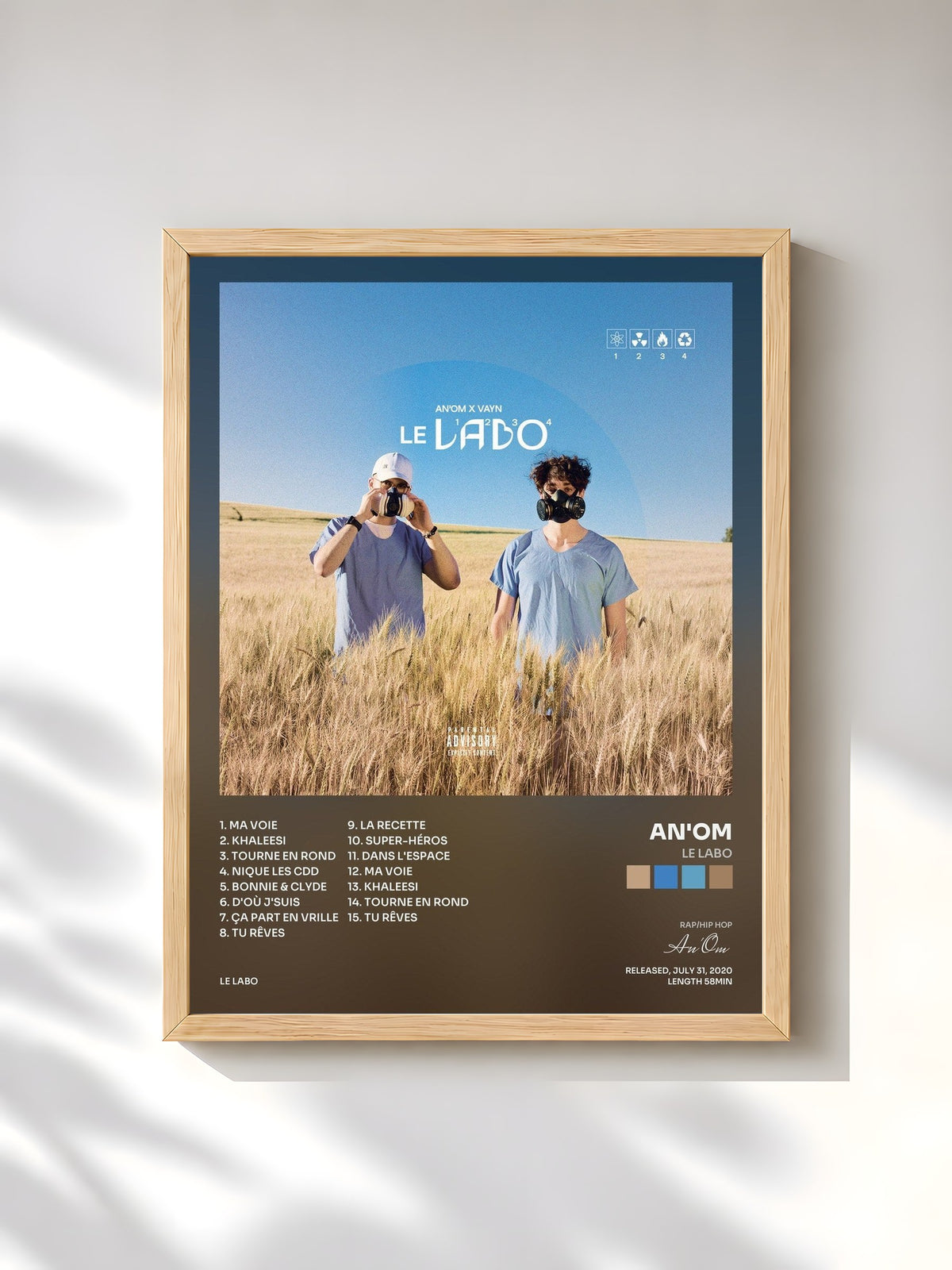 #bois Tableau de l'album Le labo de An'Om, cadre en bois brut, imprimé et encadré en France