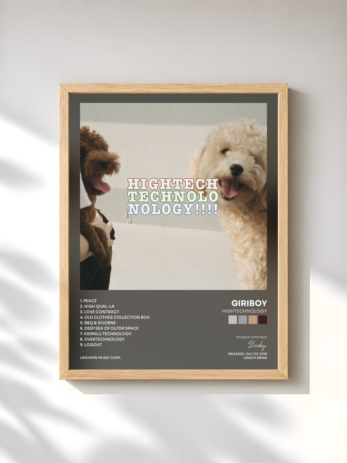 #bois Tableau de l'album hightechnology de Giriboy, cadre en bois brut, imprimé et encadré en France