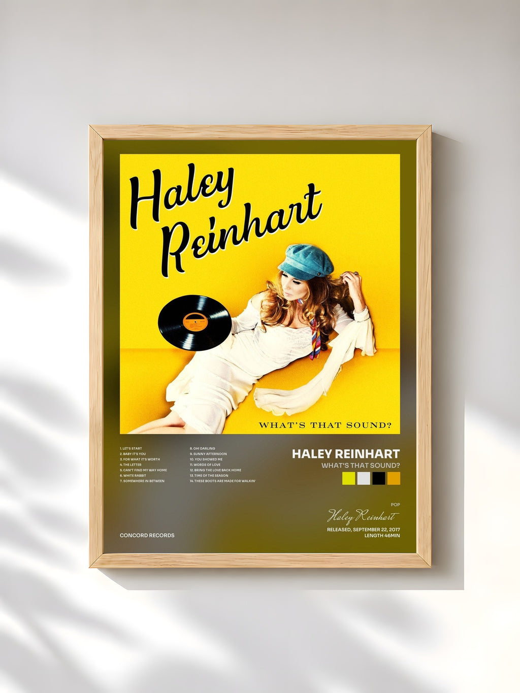 #bois Tableau de l'album What's That Sound? de Haley Reinhart, cadre en bois brut, imprimé et encadré en France