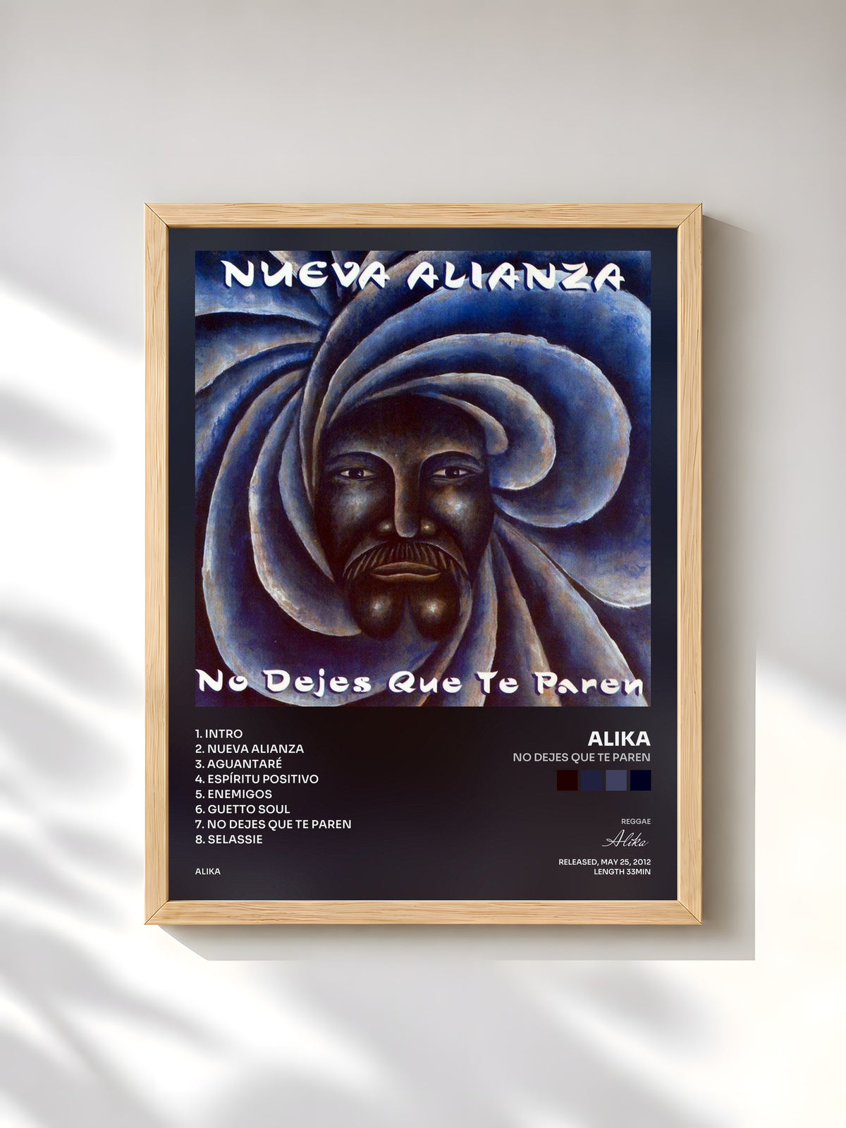 #bois Tableau de l'album No Dejes Que Te Paren de Alika, cadre en bois brut, imprimé et encadré en France