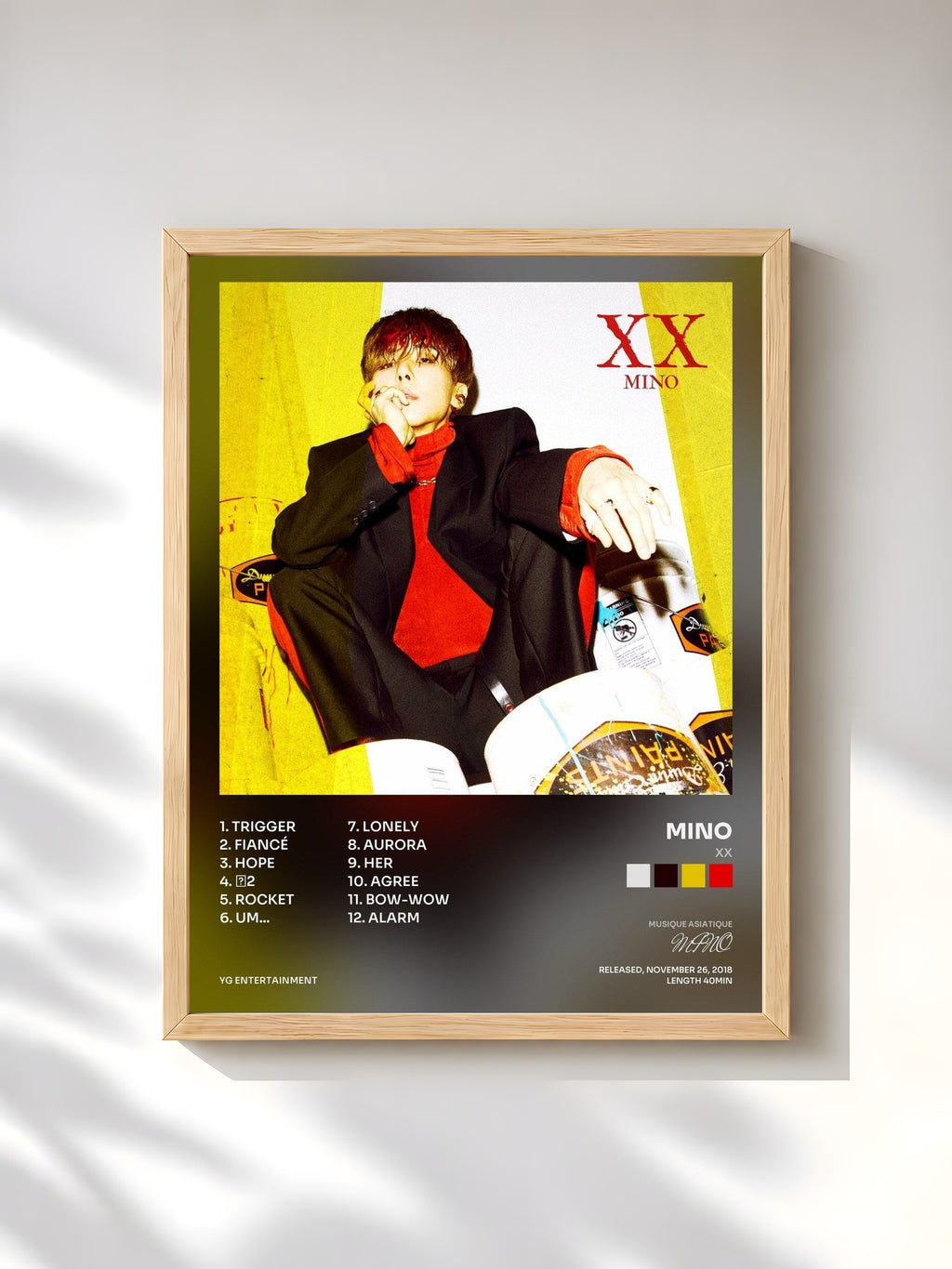 #bois Tableau de l'album XX de MINO, cadre en bois brut, imprimé et encadré en France