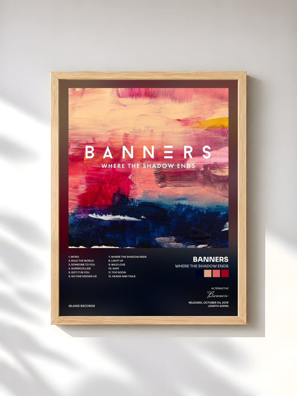 #bois Tableau de l'album Where The Shadow Ends de Banners, cadre en bois brut, imprimé et encadré en France