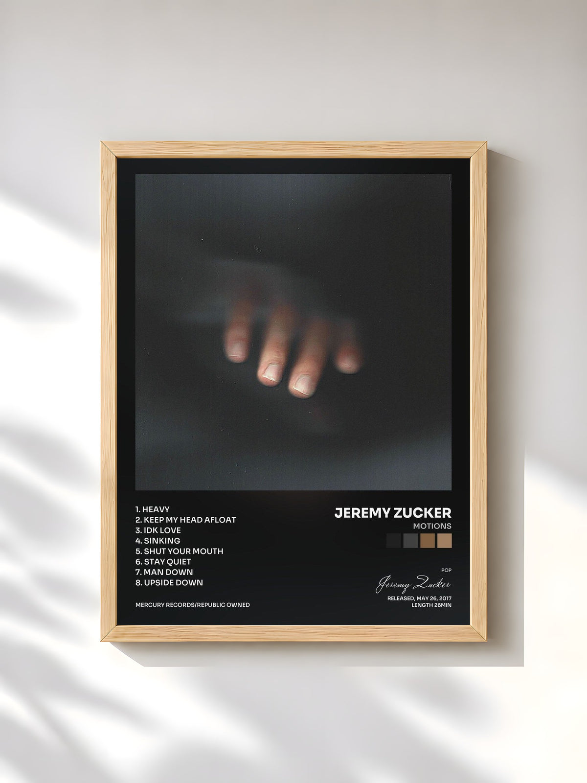 #bois Tableau de l'album Motions de Jeremy Zucker, cadre en bois brut, imprimé et encadré en France