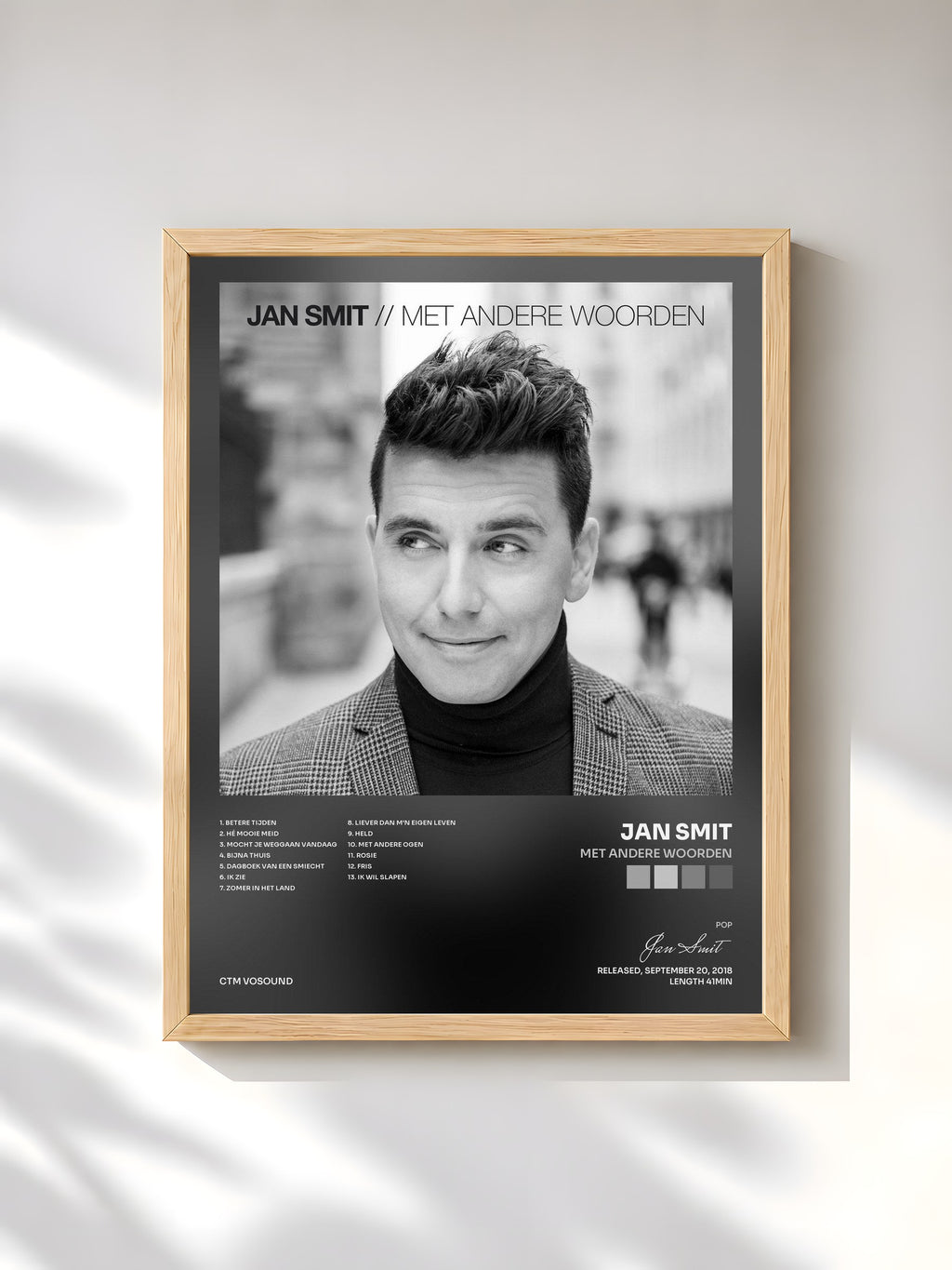 #bois Tableau de l'album Met Andere Woorden de Jan Smit, cadre en bois brut, imprimé et encadré en France