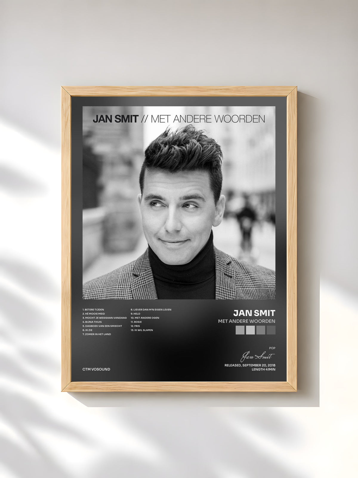 #bois Tableau de l'album Met Andere Woorden de Jan Smit, cadre en bois brut, imprimé et encadré en France