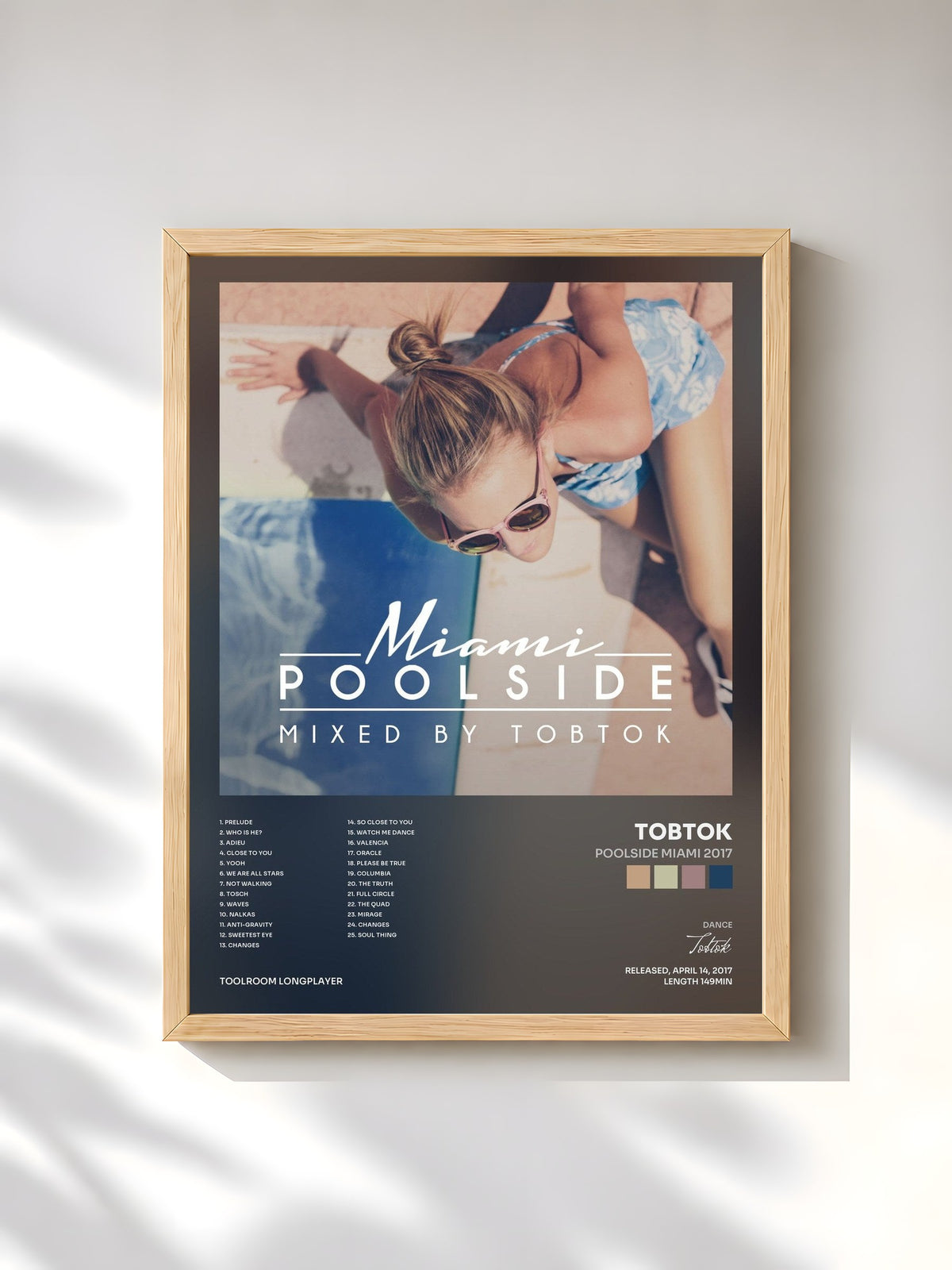 #bois Tableau de l'album Poolside Miami 2017 de Tobtok, cadre en bois brut, imprimé et encadré en France