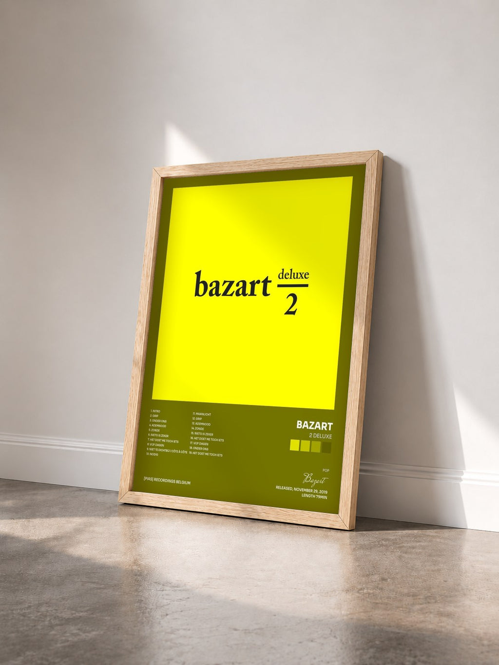 #bois Tableau de l'album 2 DELUXE de Bazart vu de trois quarts, cadre en bois brut