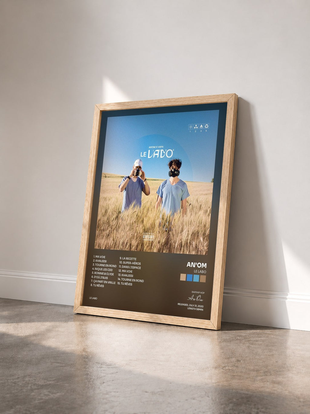 #bois Tableau de l'album Le labo de An'Om vu de trois quarts, cadre en bois brut
