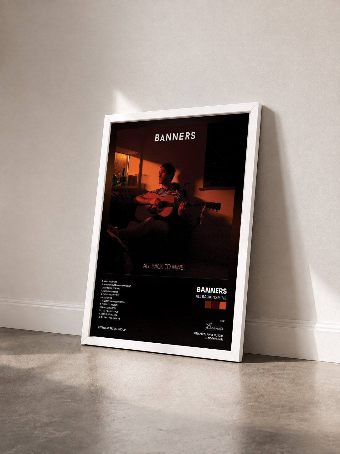 #blanc Tableau de l'album All Back to Mine de Banners vu de trois quarts, cadre blanc