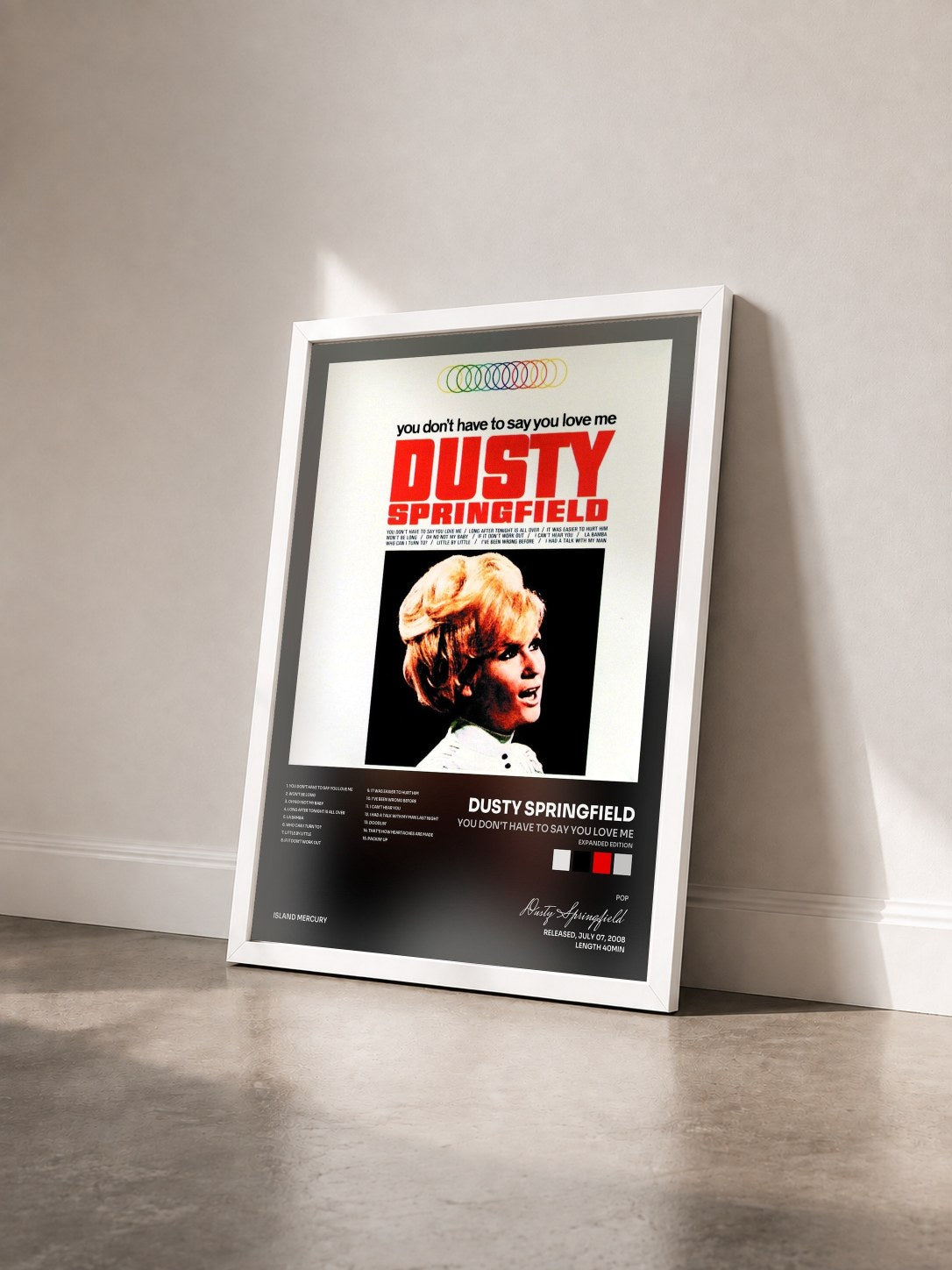 #blanc Tableau de l'album You Don't Have To Say You Love Me (Expanded Edition) de Dusty Springfield vu de trois quarts, cadre blanc