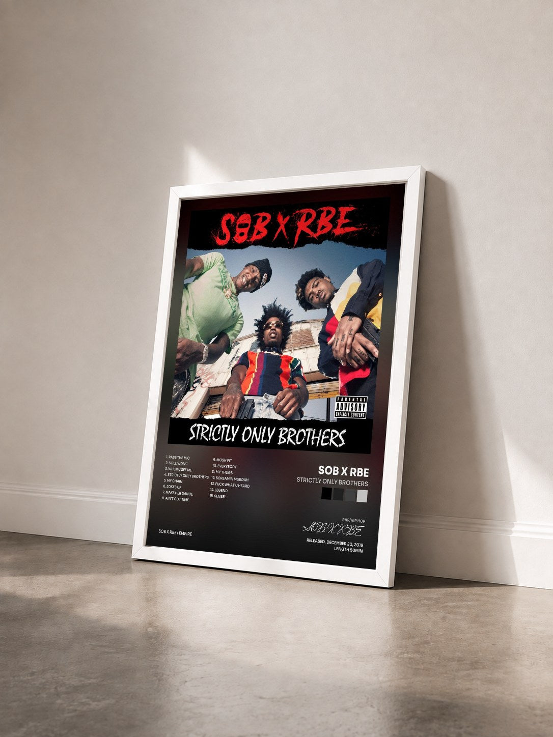 #blanc Tableau de l'album Strictly Only Brothers de SOB X RBE vu de trois quarts, cadre blanc