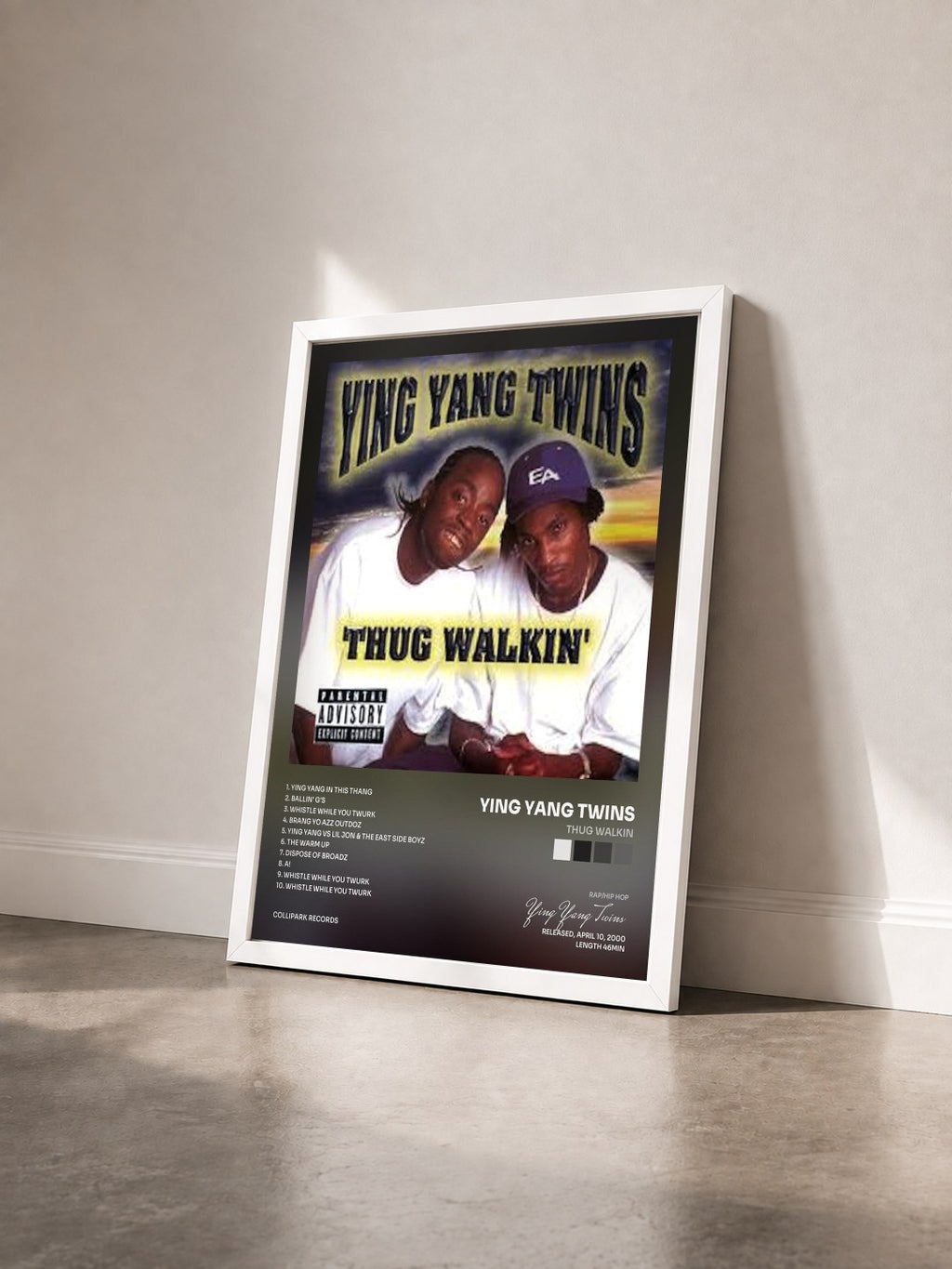 #blanc Tableau de l'album Thug Walkin de Ying Yang Twins vu de trois quarts, cadre blanc