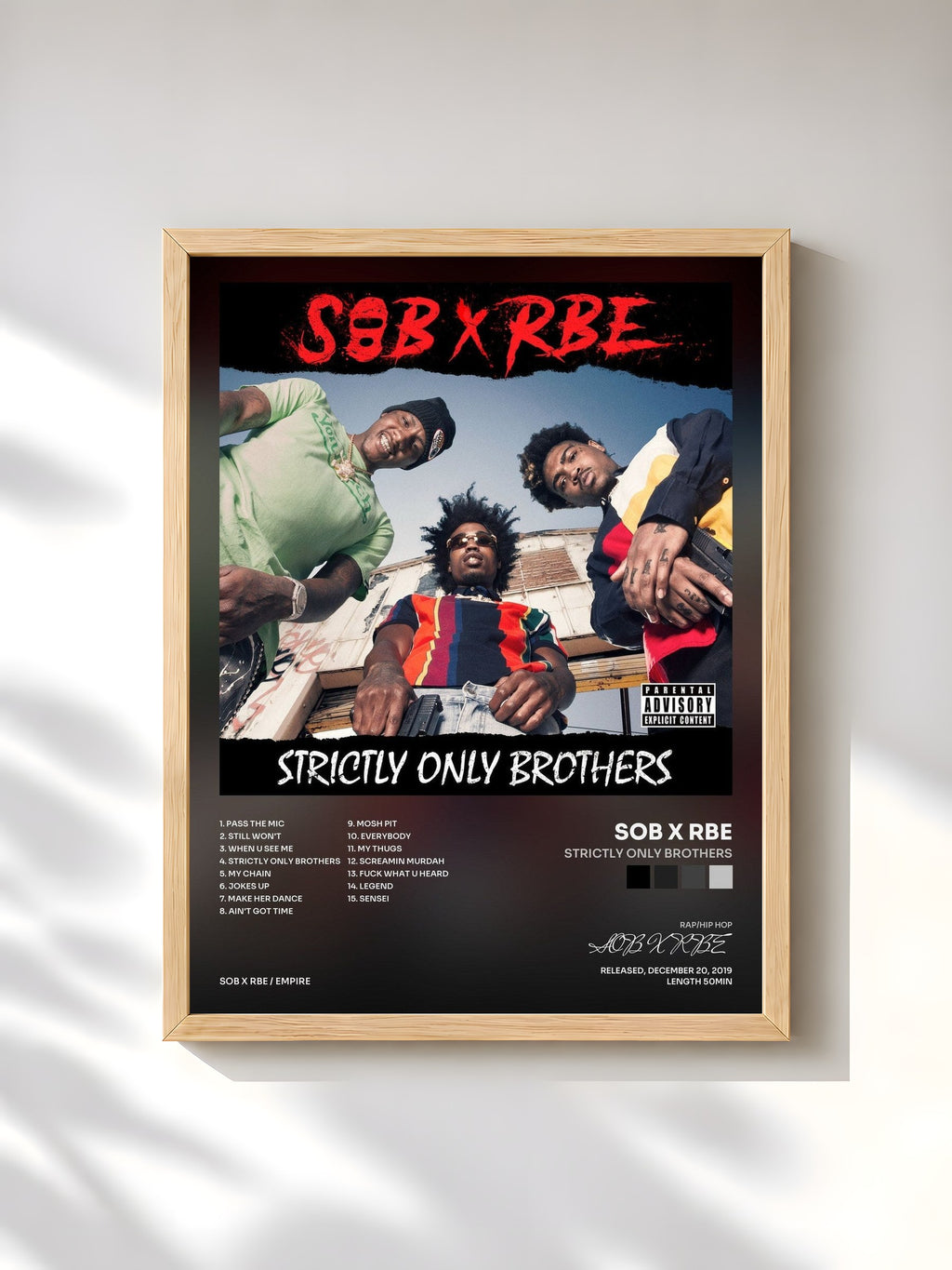 #bois Tableau de l'album Strictly Only Brothers de SOB X RBE, cadre en bois brut, imprimé et encadré en France