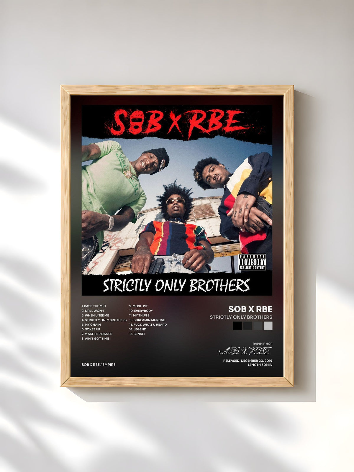 #bois Tableau de l'album Strictly Only Brothers de SOB X RBE, cadre en bois brut, imprimé et encadré en France