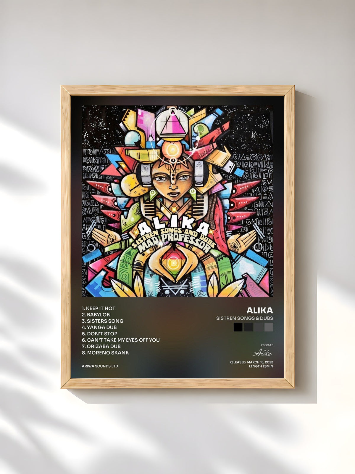 #bois Tableau de l'album Sistren Songs & Dubs de Alika, cadre en bois brut, imprimé et encadré en France