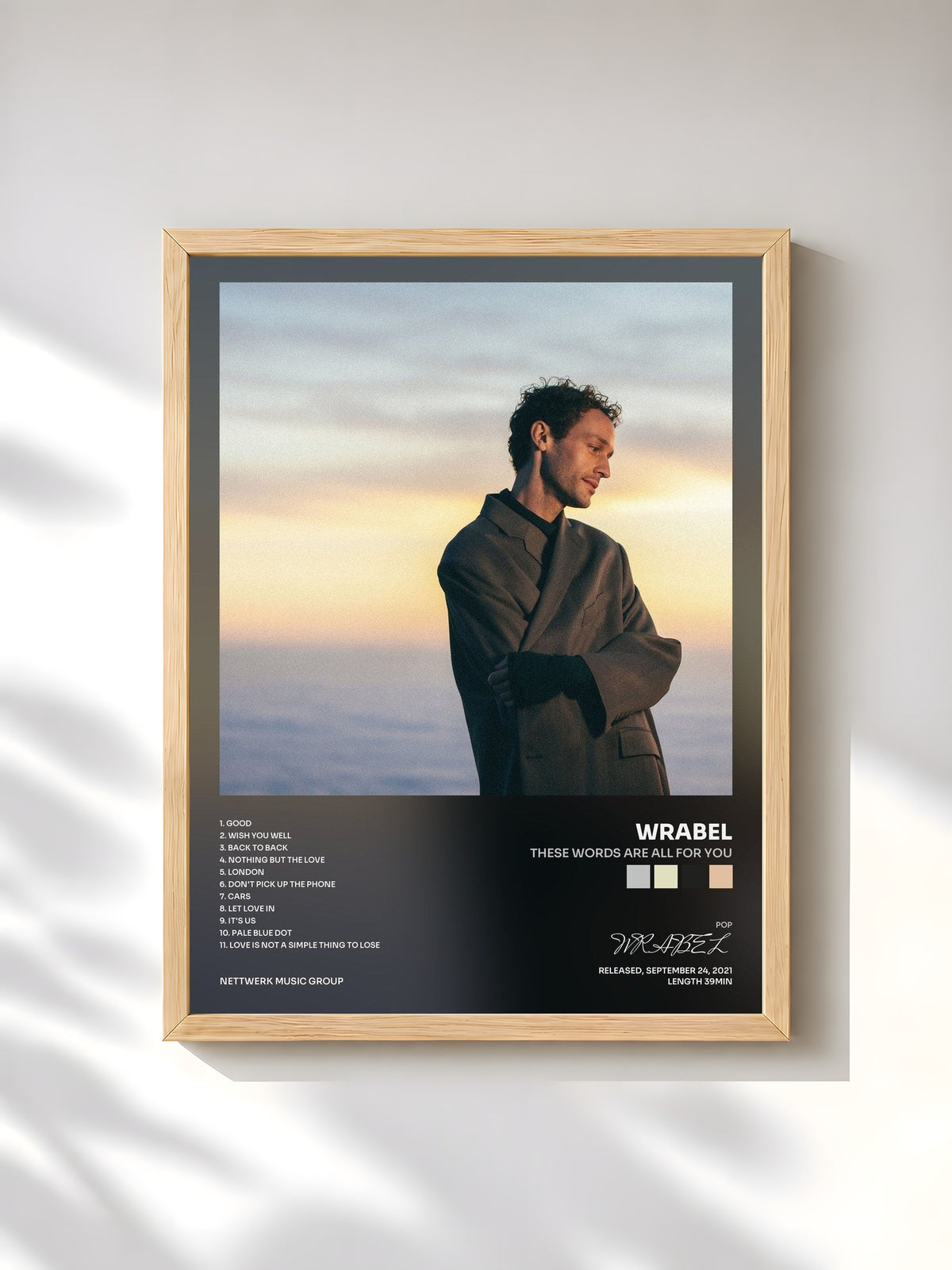 #bois Tableau de l'album these words are all for you de WRABEL, cadre en bois brut, imprimé et encadré en France