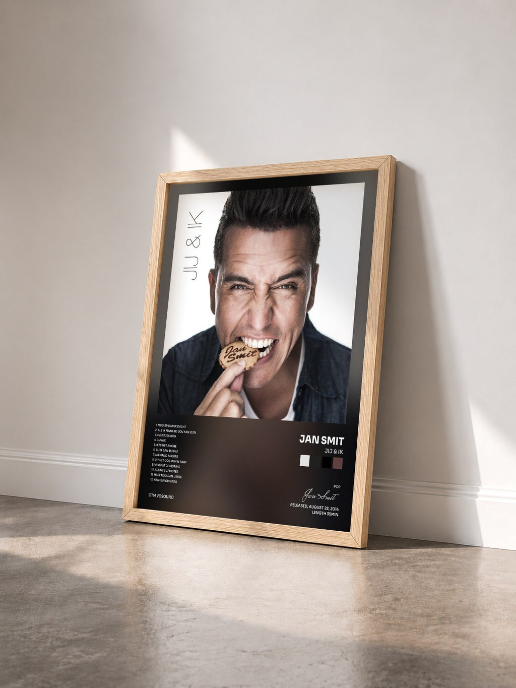 #bois Tableau de l'album Jij & Ik de Jan Smit vu de trois quarts, cadre en bois brut