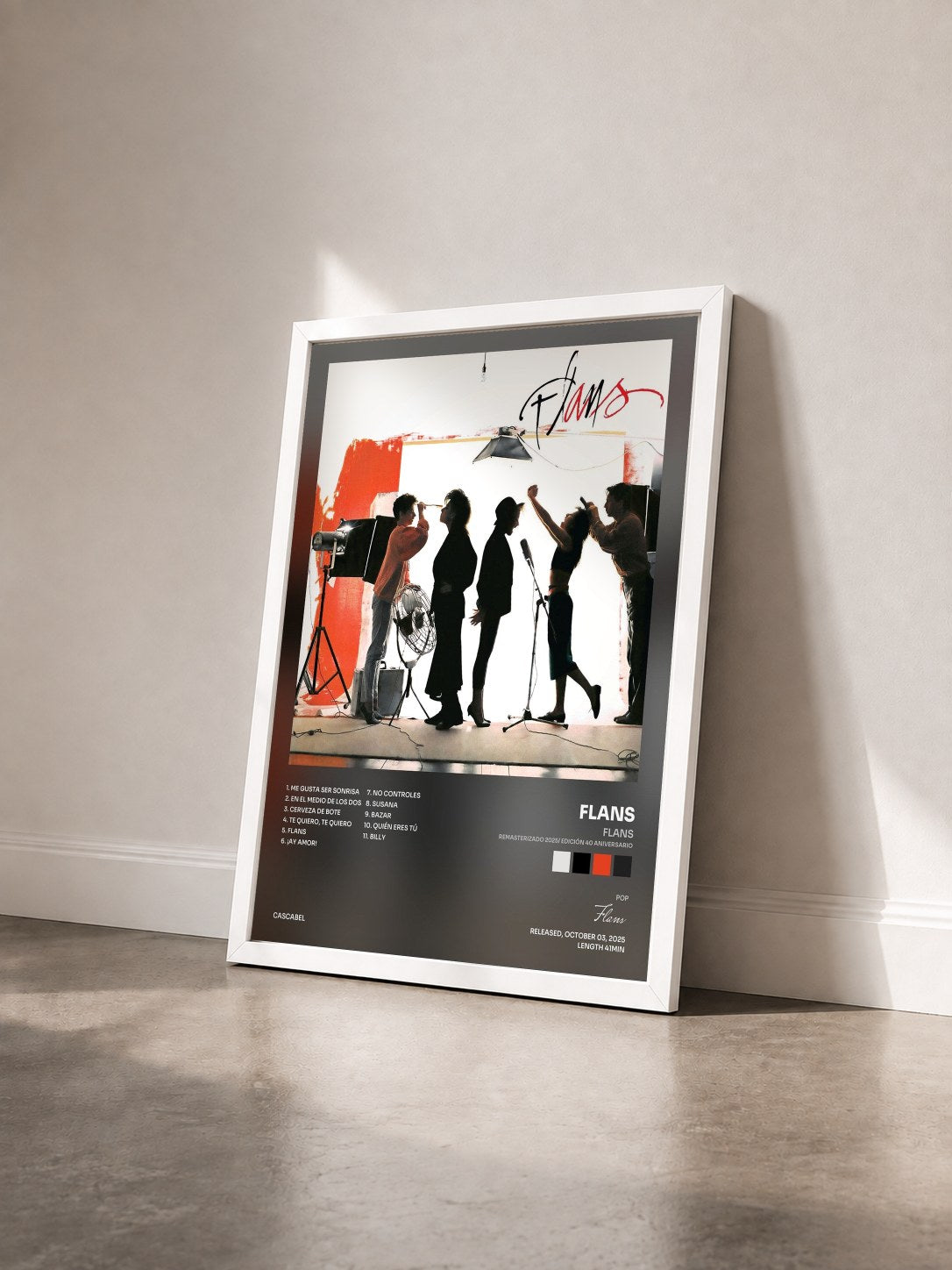#blanc Tableau de l'album Flans (Remasterizado 2025/ Edición 40 Aniversario) de Flans vu de trois quarts, cadre blanc
