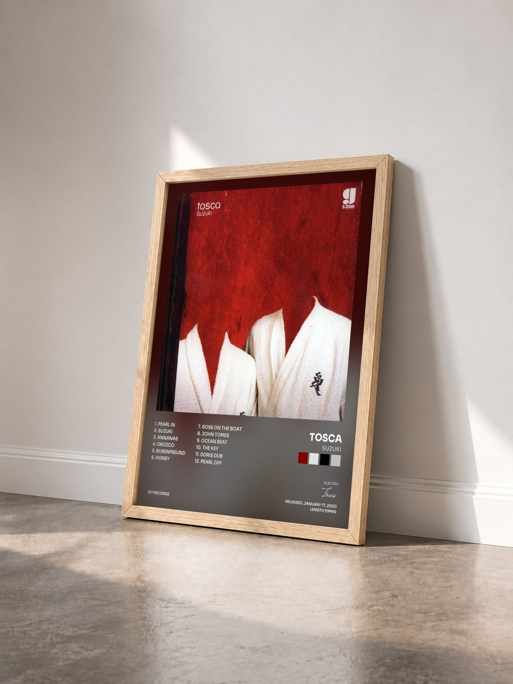#bois Tableau de l'album Suzuki de Tosca vu de trois quarts, cadre en bois brut