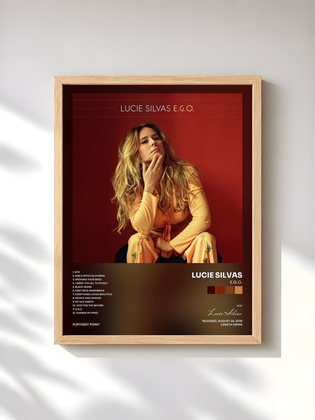 #bois Tableau de l'album E.G.O. de Lucie Silvas, cadre en bois brut, imprimé et encadré en France