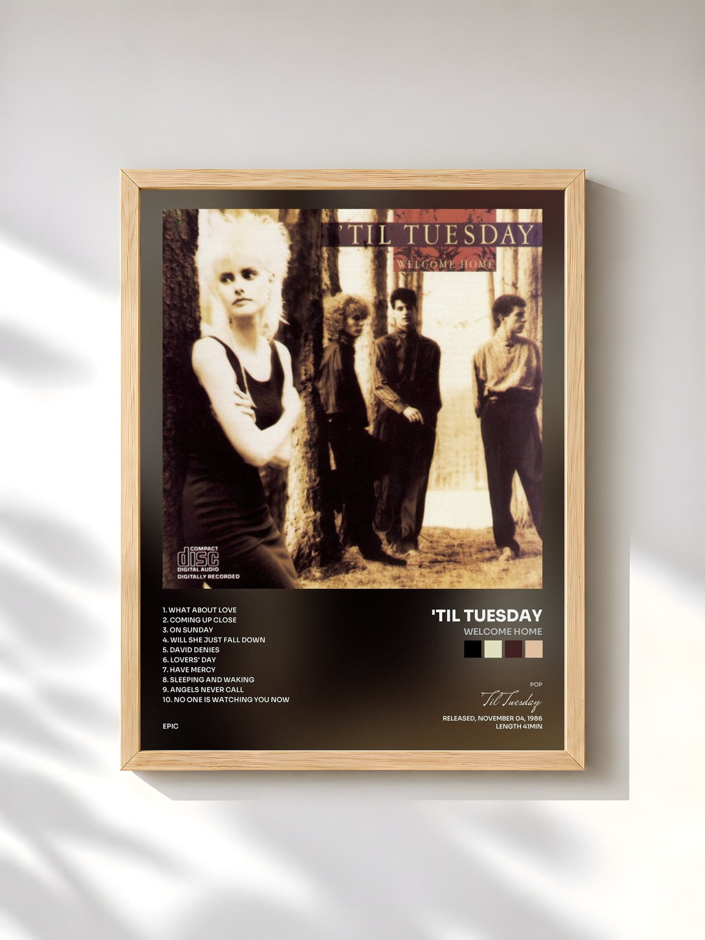 #bois Tableau de l'album Welcome Home de 'Til Tuesday, cadre en bois brut, imprimé et encadré en France