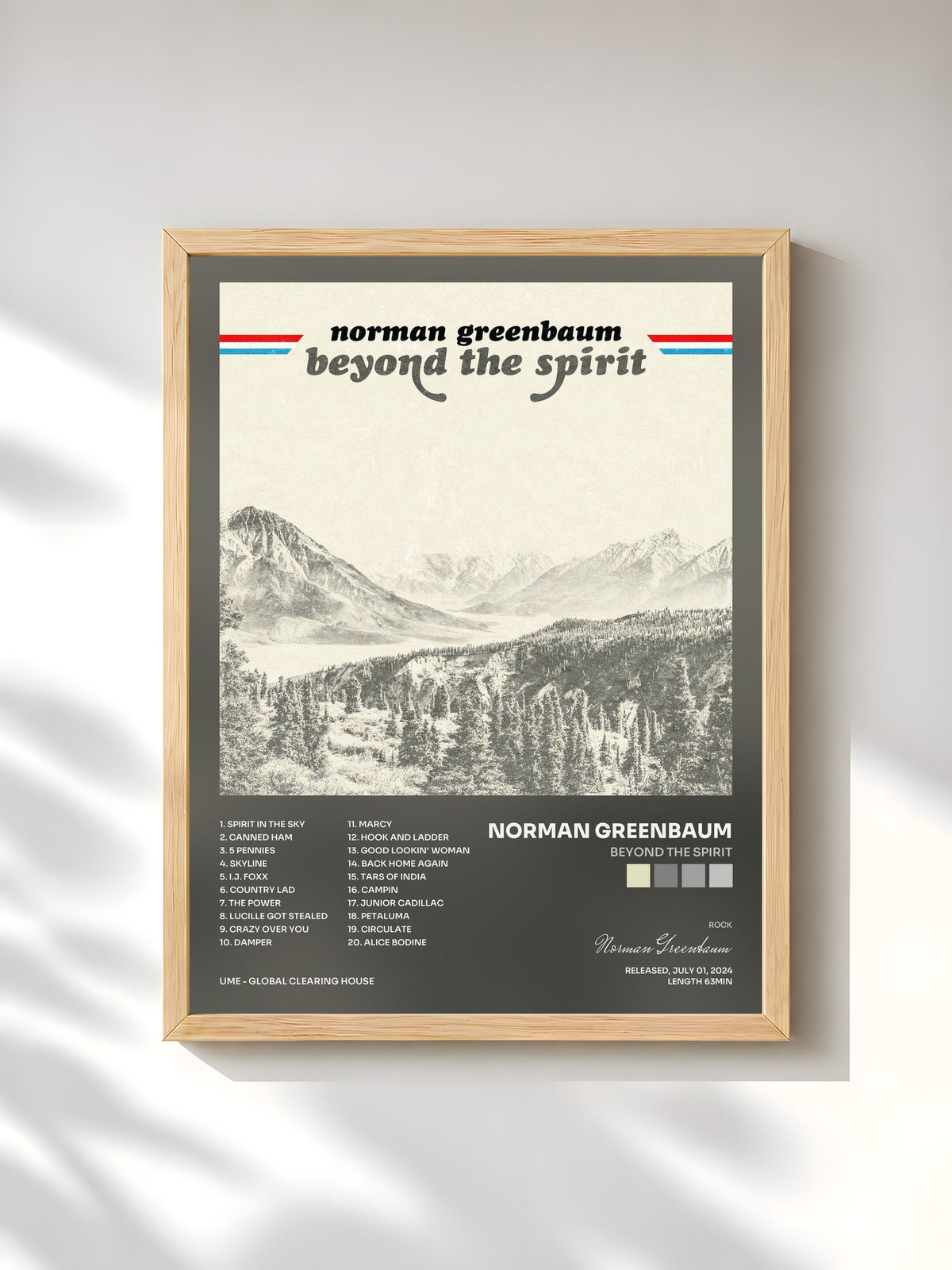 #bois Tableau de l'album Beyond The Spirit de Norman Greenbaum, cadre en bois brut, imprimé et encadré en France