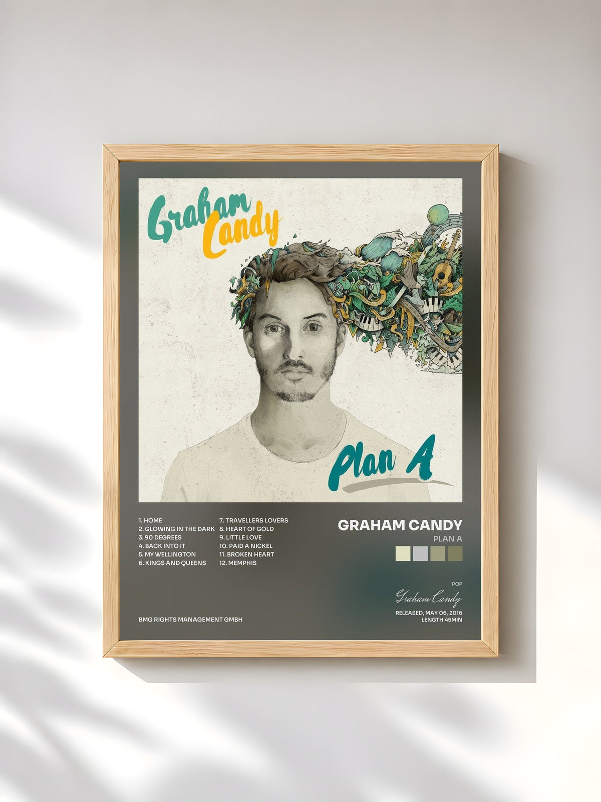 #bois Tableau de l'album Plan A de Graham Candy, cadre en bois brut, imprimé et encadré en France